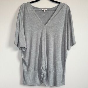 Juicy Couture Short Sleeve V Neck Loose Fit Tie Front Blouse Gray Size XL